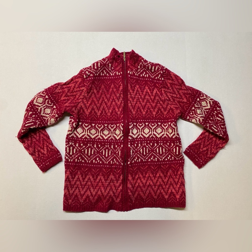 Coldwater Creek Medium Red and White Women’s Stitched Sweater
